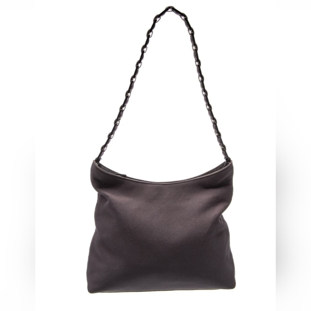 SALVATORE FERRAGAMO Canvas Vara Shoulder Bag In Charcoal Gray;EUC